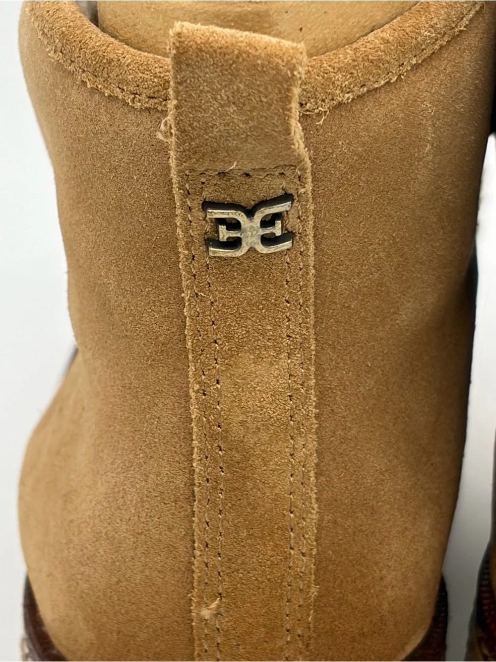 Sam Edelman Tan Suede Shearling Platform Ankle Boots